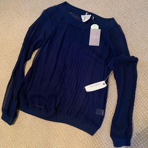 Anthropologie Navy NWT size S sheer blouse